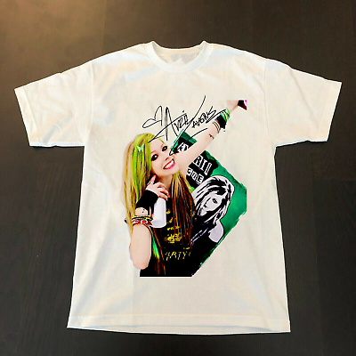 #ad #ad Avril Lavigne Signature T Shirt Short Sleeve Cotton White Men Women S to 2345XL $12.99