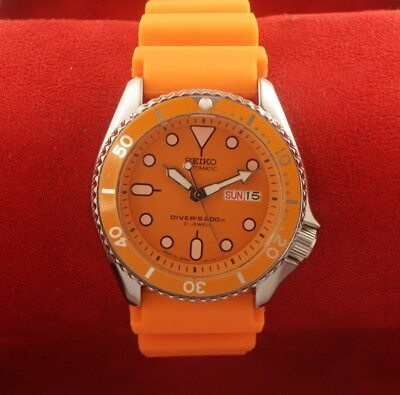 #ad Vintage Seiko 5 Orange Rotate Bezels automatic japan working wrist watch 41mm $99.99