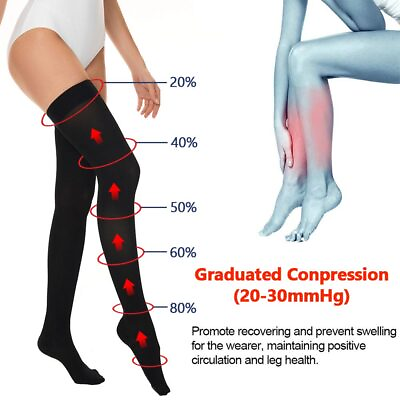 #ad Travel Compression Stockings Medical Thigh High Socks Varicose Edema Flight Hose $21.99