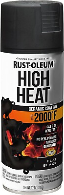 #ad HIGH HEAT Flat Black Automotive Spray Paint Oil Resistant Exhaust Engine Enamel $14.99