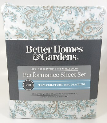 #ad Better Homes amp; Gardens 400 Thread Count Cotton Bed Sheet Set Full Aqua Paisley $44.84