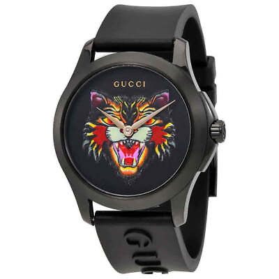 #ad Gucci YA1264021 G Timeless 38MM Unisex Black Rubber Watch $491.41