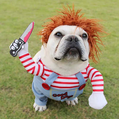FAST SHIPPING Chucky Halloween Dog Costume Clothes Cosplay Knife Spooky S M L XL $21.99