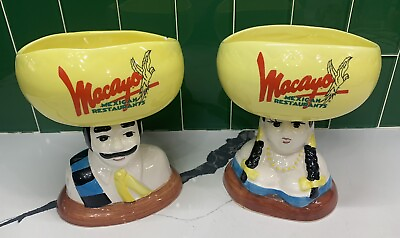 #ad Set of 2 MACAYO#x27;S MEXICAN KITCHEN Ceramic Margarita Mugs Glass Mr amp; Mrs. $28.00