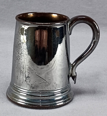 #ad 19th Century British Silver Luster 4 1 4 Inch Mug Tankard $65.00