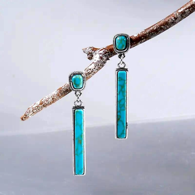 #ad Boho Fashion Blue Stone Long Geometric Drop Dangle Earrings Jewelry Women Party $12.98