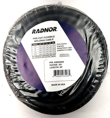 #ad Radnor 64003508 Pre Cut Flexible Welding Cable 2 0 AWG 50#x27; BlK HD SHRINK PACK $249.99