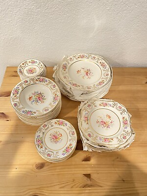 #ad READ vtg johnson england marlborough dishes plates bowls floral gold choose 3 $35.00