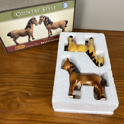 #ad Cracker Barrel Vintage Country style Ceramic Horse Salt Pepper Shaker Set New $15.12