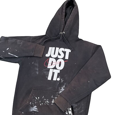 #ad Nike Hoodie Sweatshirt Adult Medium Just Do It Paint Splatter Big Center Swoosh $20.00