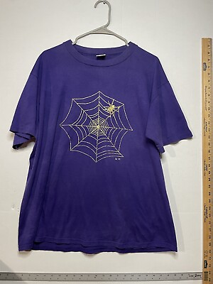 #ad Vintage Single Stitch T Shirt Purple Shirt Gold Spiderweb amp; Spider Jerzees $10.75