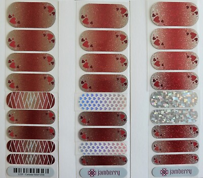 #ad Lot Of 3 Jamberry Nail Wraps Custom Mixed Mani Half Sheets Sparkle Holo Hearts $5.75