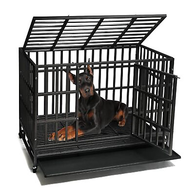 #ad Enhanced Heavy Duty Dog Kennel Crate Cage with Strong Metal Frame Double Doo... $367.65
