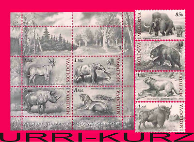 #ad MOLDOVA 2010 Ancient Prehistoric Fauna Extinct Lost Animals Mammoth 4vs s MNH $2.99