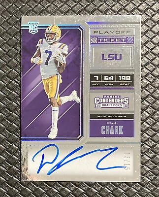 #ad DJ CHARK 2018 Panini Contenders Playoff Ticket Rookie Auto SSP 15 LSU Panthers $18.95