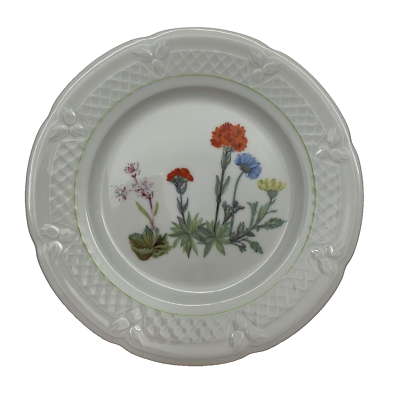 #ad Set Of 2 Louis Lourioux Wild Flower Salad Plate France 7 3 8quot; White Botanical $7.99