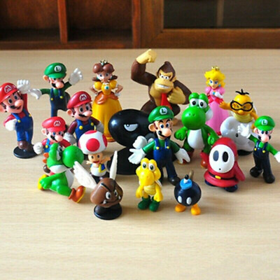 #ad 18 Pcs Set Super Mario Bros Toy Figures Yoshi Cake Toppers Kids Party Xmas Gift $16.50