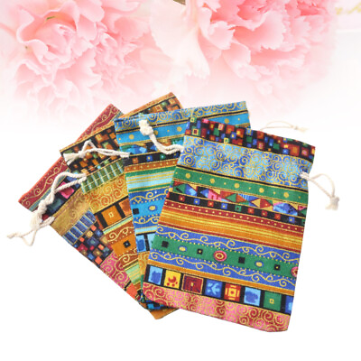 #ad 10 Pcs Ethnic Drawstring Bag Ethnic Gift Pouches Christmas Sachet Bags $9.73