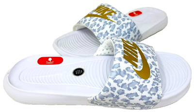 #ad Nike Women#x27;s Victori One Print Slide Sandals Gld Wt Gry Size:10 #CN9676 103 185C $35.00