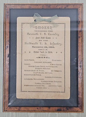 #ad 1903 7th US Calvary 16th US Infantry Football Smoker Invitation menu Military $125.00