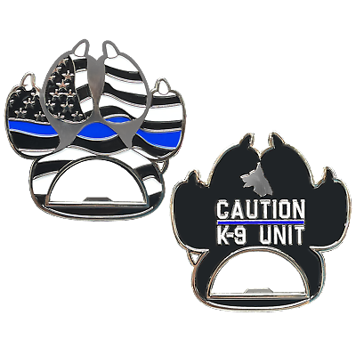 #ad Thin Blue Line Police Canine K9 unit paw bottle opener challenge coin BL15 011 $16.99