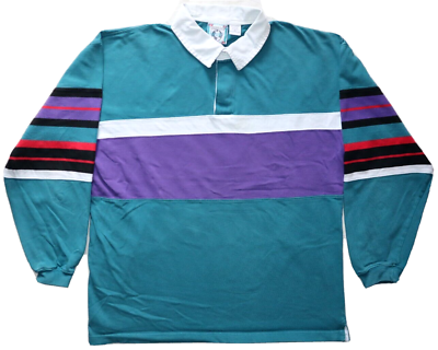 #ad Custom Club International Sport Size XL Long Sleeve Polo Shirt VAN HEUSEN Stripe $44.99