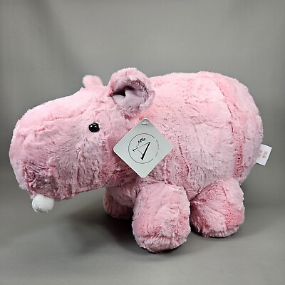 #ad ASPYN GROVE Minky Hippo Plush Handmade Stuffed Animal Toy Medium 17quot; Soft Pink $54.99