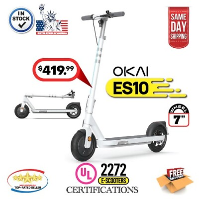 #ad OKAI ES10 Neon Lite Foldable Electric Scooter 9quot; Tires 300W 15.5mph Speed White $349.99