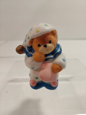 #ad Enesco Lucy Rigg Lucy And Me Vintage Porcelain Bear Figurine Pajama W Stool $9.71