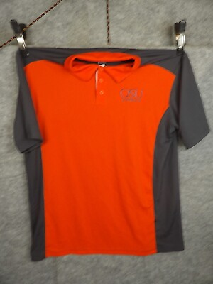 #ad Oklahoma State Cowboys Polo Shirt Mens Large Short Orange Sleeve Holloway $18.99