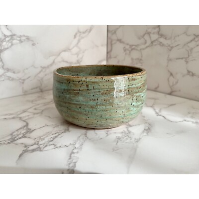 #ad Handmade Wheel Thrown Ceramic Teal Planter Pot Made With Marbled Clay $40.00