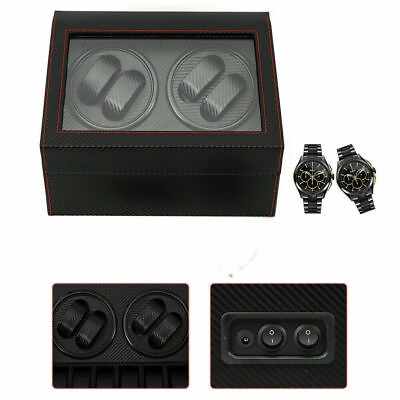 #ad 46 Automatic Rotation Leather Wood Watch Winder Storage Box Watch Display Case $52.25