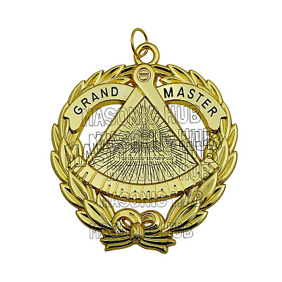 #ad Grand Lodge Master#x27;s Masonic Collar Jewel: Gold Plated Emblem of Freemasonry $22.99