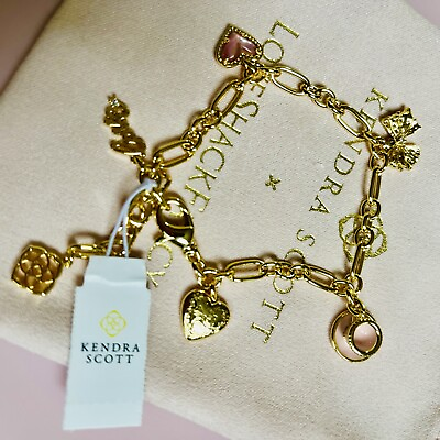 #ad Loveshackfancy Kendra Scott Gold Charm Bracelet Bow TeaCup Heart NWT MOTHERS DAY $186.12