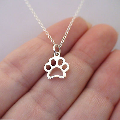 #ad Paw Print Charm Necklace 925 Sterling Silver Animal Pet Love Dog Cat Gift NEW $22.00