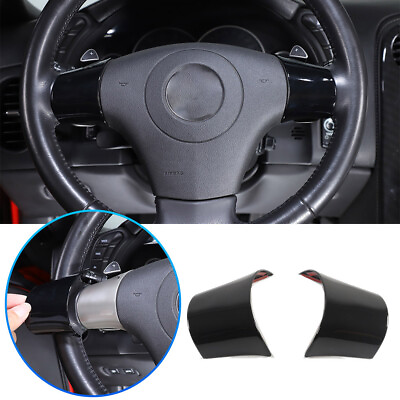 #ad Glossy Black Interior Steering Wheel Button Trim Cover Fit For Corvette C6 05 13 $19.99