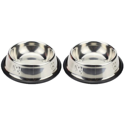 #ad 2pcs Stainless Steel Dog Bowl for Dish Water Paw Dog Food Bowl Pet Puppy Cat $14.35