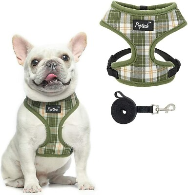 #ad PUPTECK Soft Mesh Dog Harness and Leash Padded No Pull Harness Green Medium $9.95