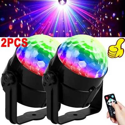 #ad 2x LED Disco Ball Light Party Magic Stage Light DJ Strobe Ball w Remote Control $18.99