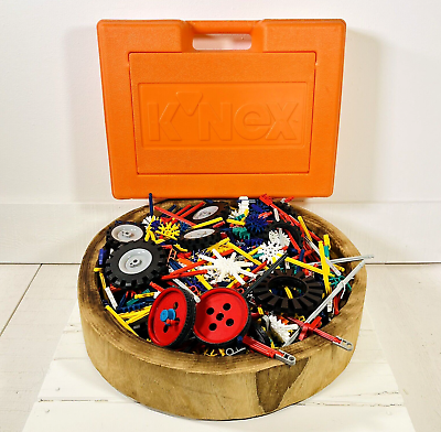 #ad Vintage K#x27;NEX Knex Lot Orange Box Hard Case 1990s Toys Wheels Bundle Pieces VTG $32.80