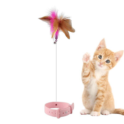 #ad Cat Feather Collar Toy Interactive Cat Toys For Indoor Cats Teasing Stick $8.50