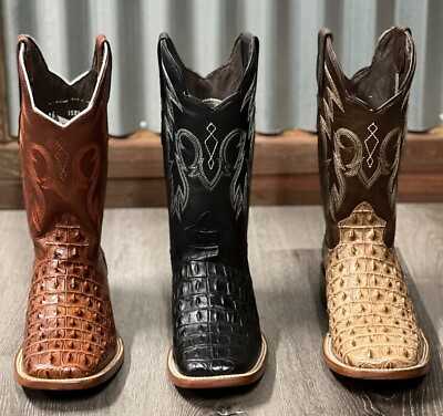 #ad MEN#x27;S RODEO COWBOY ALLIGATOR TAIL PRINT WESTERN SQUARE TOE BOOTS MEXICO PRODUCT $119.99