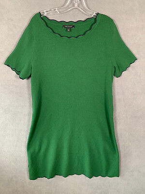 #ad Ann Taylor Dress Adult Large Short Sleeve Solid Green Womens $13.99