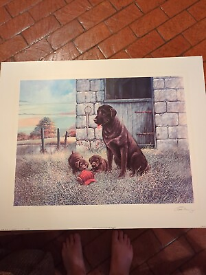 CHOCOLATE LAB DOG amp; PUPPIES quot;Playful Instinctsquot; by Ruane Manning $22.00