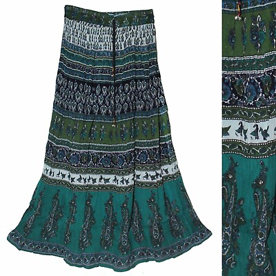 #ad Size XS To L Indian Ethnic Long Maxi Skirt For Women Retro Hippie Gypsy Boho P35 $27.99