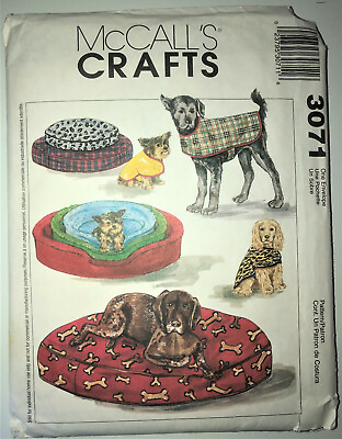 #ad McCall#x27;s Crafts DOG COAT BED amp; DOG BED COVER Pattern #3071 Uncut w Instructions $9.99