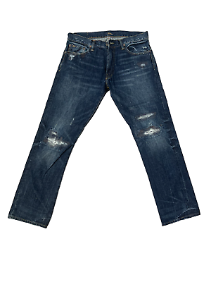#ad Polo Ralph Lauren Varick Jeans Mens Dark Blue Slim Straight Zip Size 33X32 $79.94