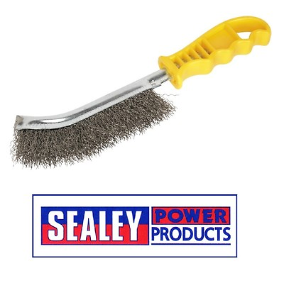 #ad Sealey Wire Brush Stainless Steel Plastic Handle WB05Y GBP 7.49
