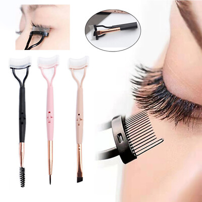 #ad Double Ended Makeup Eyelash Metal Brush Comb Lash Separator Mascara Lift Curl $2.45
