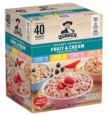 #ad Quaker Instant Oatmeal Fruit amp; Cream Variety Pack 40 count 42.3 oz $21.50
